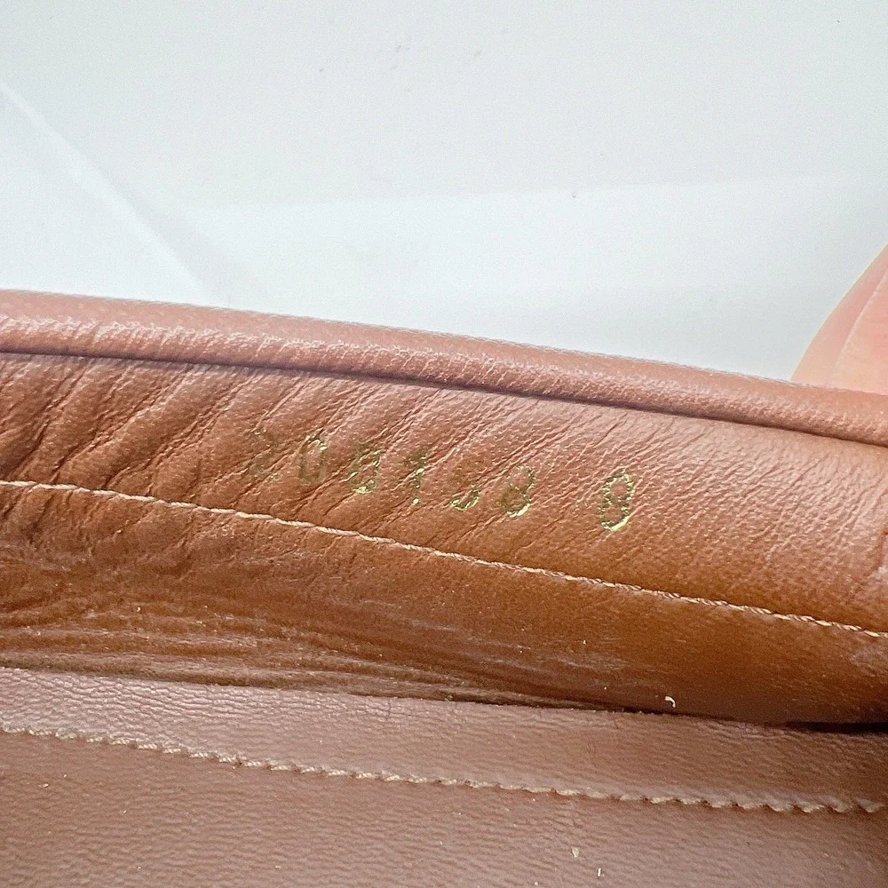 PRADA Saffiano Men's Driver Loafer Logo Ostrich BrownLeather 2DD151 EU 41 US 8
